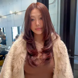 ロング カコ/レイヤーカット ヘアアレンジのヘアスタイル