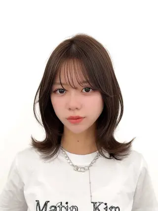 ミディアム カラー ヘアアレンジ 最小顔周りカット/ くびれヘア/窪田洸希のヘアスタイル