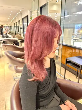 セミロング カラー TAYA大阪上本町所属・【ダブルカラー/縮毛 矯正】十場のヘアスタイル