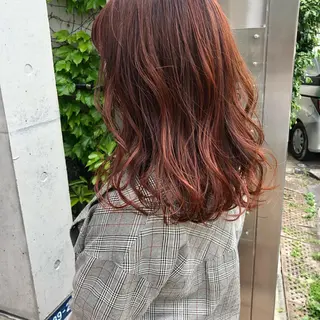 ミディアム カラー パーマ ヘアアレンジ ブリーチなしで透明感 艶カラー【Ryo】のヘアスタイル