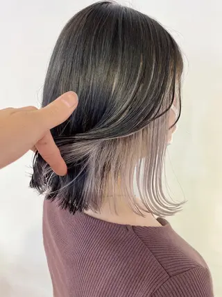 ショート カラー ヘアアレンジ 切りっぱなしボブ/ デザインカラー店長のヘアスタイル