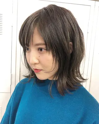 ミディアム クロスパーマ× 透明感カラー✂︎のヘアスタイル