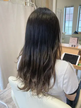 ロング カラー ブリーチなしWカラー /酸性ストレート河本のヘアスタイル