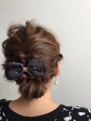 ミディアム カラー パーマ ヘアアレンジ テラモト カズヨシのヘアスタイル