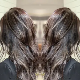 ミディアム カラー ヘアアレンジ 髪質改善×ハイトーン 中田啄也のヘアスタイル