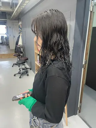 セミロング カラー パーマ カットモデル/ ハイトーン/ゆうあのヘアスタイル