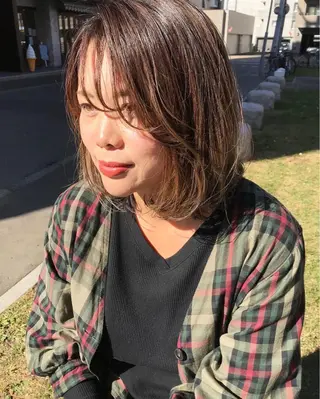 ミディアム カラー ママ美容師 *ヒマワリのヘアスタイル