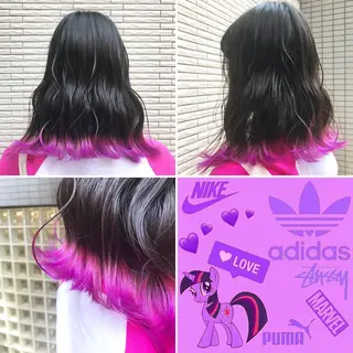 セミロング カラー "PEPPU "所属・派手髪、ハイトーン ショートヘアShinのヘアスタイル