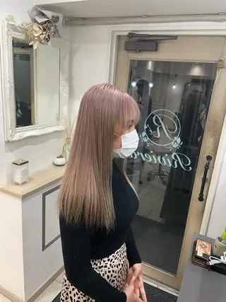 ロング カラー cinq PROJECT所属・ミルクティーベージュ /三村克彦のヘアスタイル