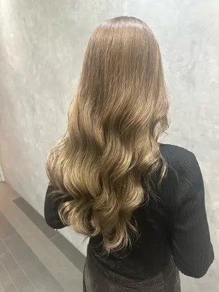 ロング カラー 透明感/ブリーチ縮毛 /髪質改善/星野純一のヘアスタイル