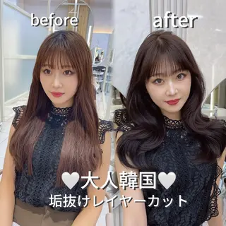 セミロング 顔周り特化/ 韓国ヘア/TAKUのヘアスタイル