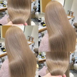 ロング カラー 肌に馴染むハイトーン /ミルクティーカラーのヘアスタイル