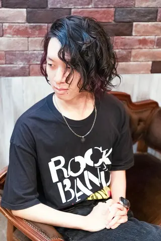 ミディアム パーマ メンズ カラー ✨質感調整✨ ヤマシタマリエのヘアスタイル