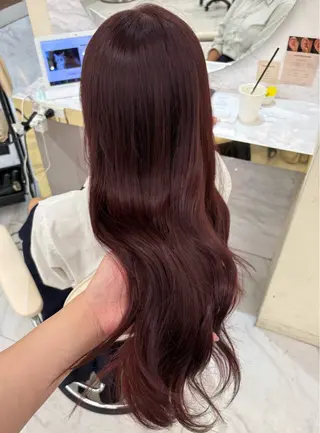 ロング カラー aku💞韓国風🩷 ピンクカラー🎀🩷のヘアスタイル