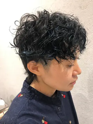 ショート カラー パーマ 似合わせ レイヤー須川のヘアスタイル