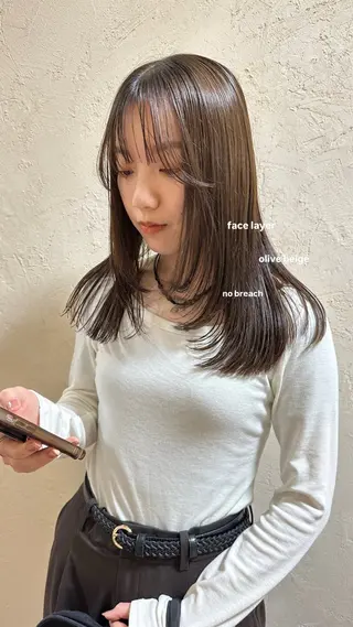 ミディアム カラー v-lab studio所属・韓国レイヤーカット/ 艶カラー/ noaのヘアスタイル