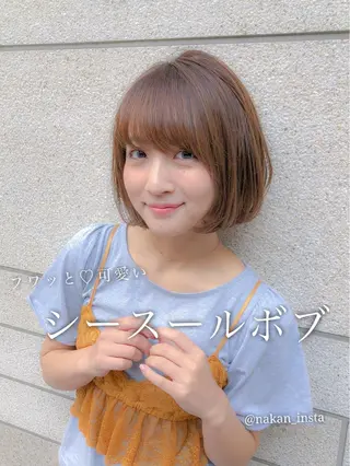 ショート カラー 顔周りレイヤー/ボブ 銀座✨中野まさひろのヘアスタイル