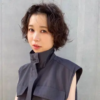ショート パーマ irwi/イルウィ所属・miku🎀門前仲町 ブリーチ・レイヤーのヘアスタイル