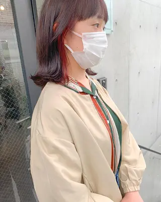 ミディアム カラー 柔らかブラウン/顔周 りレイヤー♡ユウシのヘアスタイル