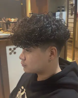 パーマ メンズ 漢眉毛/メンズパーマ /メッシュ/ヒロヤのヘアスタイル