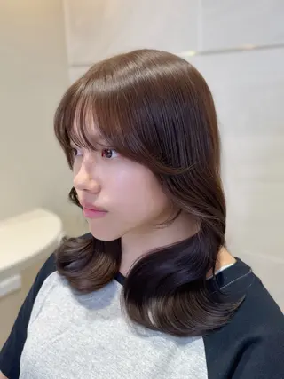 ミディアム 韓国/レイヤーカット 顔周り/廣瀬達哉のヘアスタイル