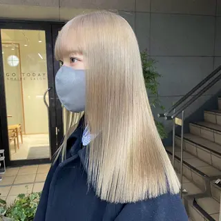 ミディアム カラー GO TODAY SHAiRE SALON 原宿本店所属・ブリーチ/レイヤー ハッシュカット/河内のヘアスタイル