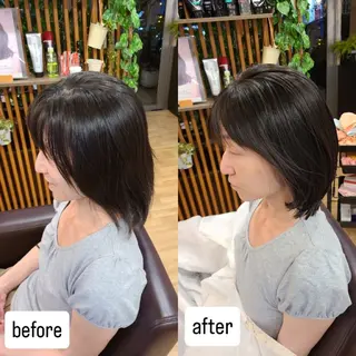 ミディアム シ マのヘアスタイル