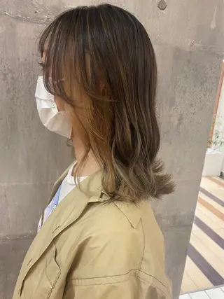 ミディアム カラー 髪質改善/艶髪カラー 関野文也のヘアスタイル