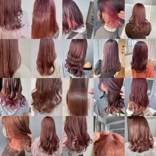 セミロング カラー ヘアアレンジ なつき/艶ピンク/ girly hairのヘアスタイル