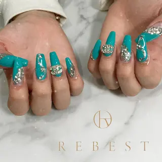 ネイル ❤️💛REBEST 付け放題Nailのネイルデザイン