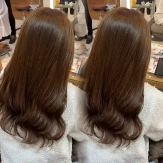 ロング カラー パーマ、ダブル カラー、上野星也のヘアスタイル