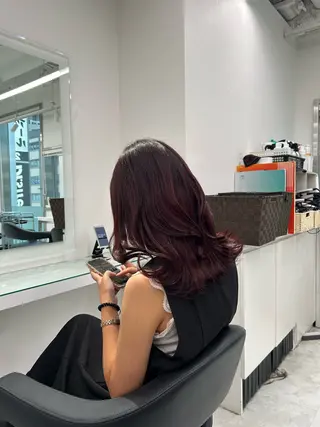 ミディアム カラー ヘアアレンジ ブリーチ無し透明感 🕊AZUSAのヘアスタイル