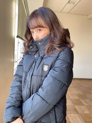 セミロング カラー パーマ ヘアアレンジ VIVIE【ヴィヴィ】所属・髪質改善/韓国風 レイヤー/田村祐樹のヘアスタイル