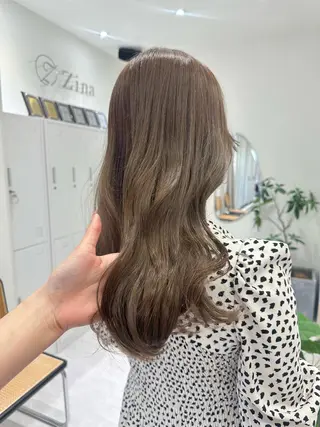 セミロング カラー 韓国ヘア顔周りカット 艶髪ベージュtamaのヘアスタイル