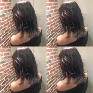 ミディアム カラー ホワイト&レイヤーカ ットエクステ長畠俊輔のヘアスタイル