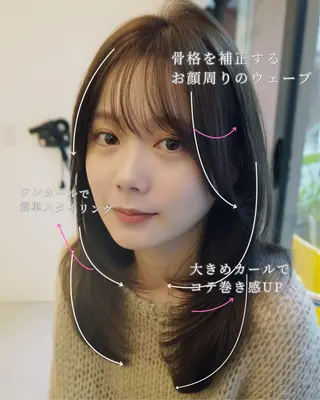 セミロング カラー パーマ コテ巻き/パーマ/艶 透明感/荻原凜太郎のヘアスタイル