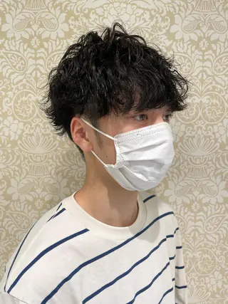 ショート パーマ メンズ 暖色系カラー🍊 オオネヨシナリのヘアスタイル