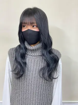 セミロング カラー レイヤーウルフ エクステ磯部のヘアスタイル