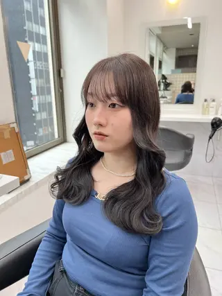 ロング カラー パーマ ヘアアレンジ メンズ キッズ 上品＆韓国風 🥀海心🥀のヘアスタイル
