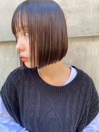 ショート カラー ヘアアレンジ 髪質改善カラー&TR 縮毛矯正/弱酸性矯正のヘアスタイル