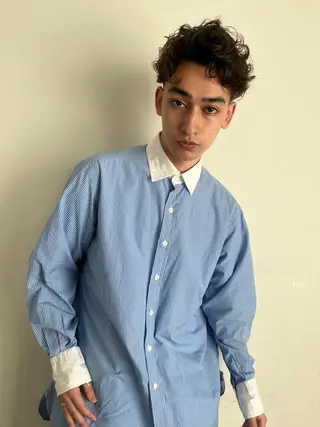 ショート カラー パーマ メンズ ベージュ/グレージュ 恵比寿/丸山陽平のヘアスタイル