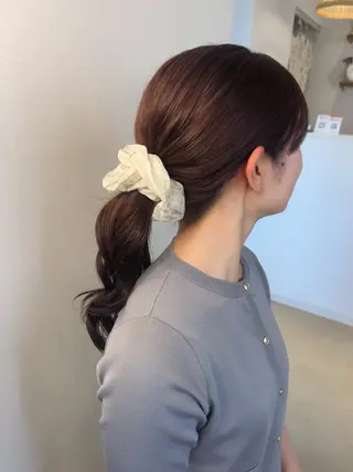 ロング カラー shu ブラウンピンクカラーのヘアスタイル