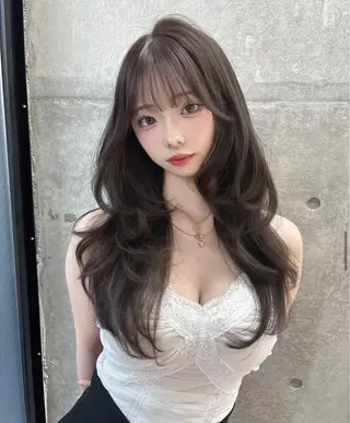 ミディアム rina／ベージュ ワンホン/韓国ヘアのヘアスタイル