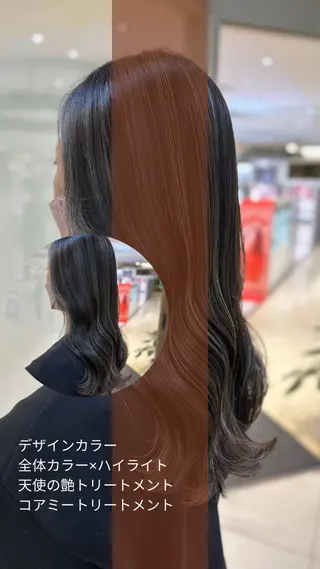 セミロング カラー 艶質改善/縮毛矯正 ササキナツミのヘアスタイル