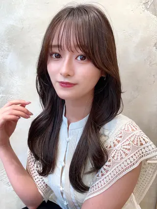 セミロング カラー 顔周り/くびれヘア 韓国ヘア💕風間るなのヘアスタイル