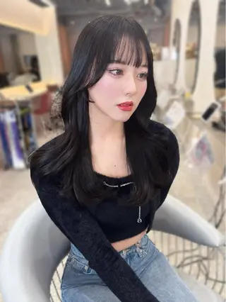 ロング カラー 韓国ハッシュカット/ 新宿/髪質改善/岡崎のヘアスタイル