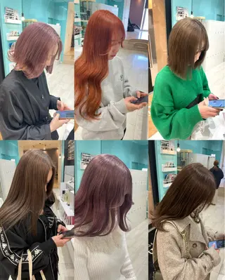 セミロング カラー ハッシュカット レイヤー池袋のヘアスタイル
