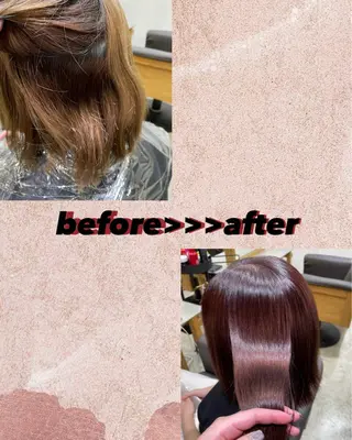 ミディアム カラー 白柳 百華のヘアスタイル