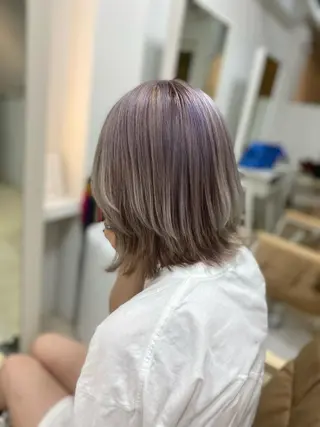 ミディアム カラー パーマ ヘアアレンジ メンズ キッズ ネイル マツエク・マツパ アイブロウ ブリーチ特化型✂️ ハイトーンカラー👨のヘアスタイル