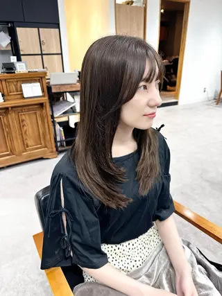 セミロング カラー パーマ ヘアアレンジ メンズ キッズ 骨格似合わせレイヤー /縮毛矯正🌿JUNのヘアスタイル